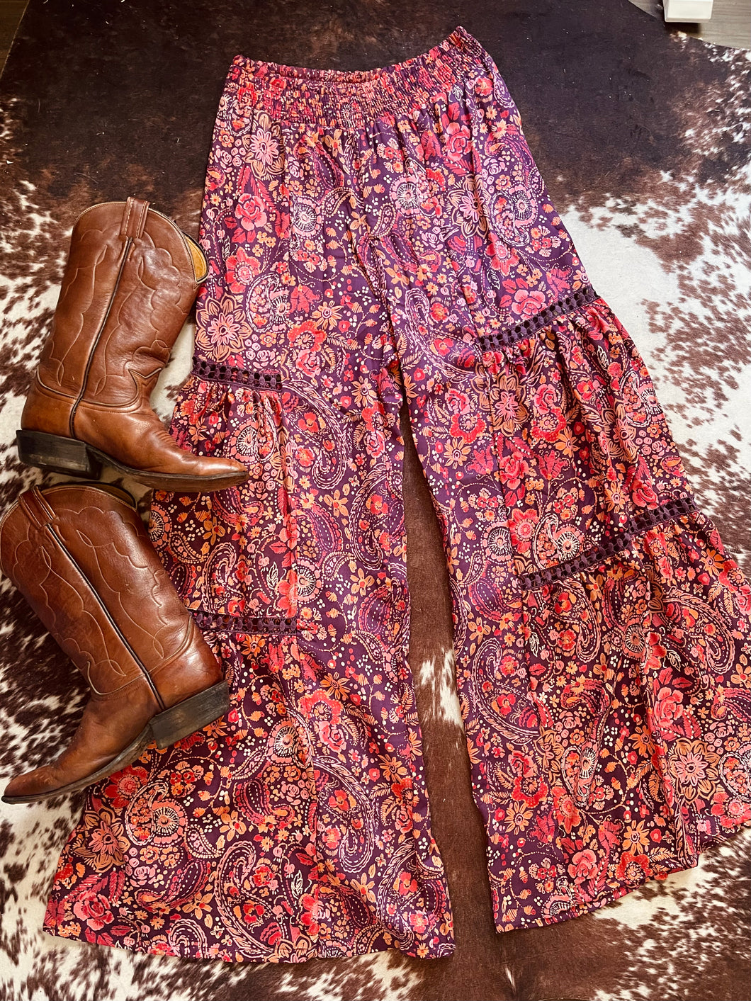 Wide Leg Paisley Boho Pants