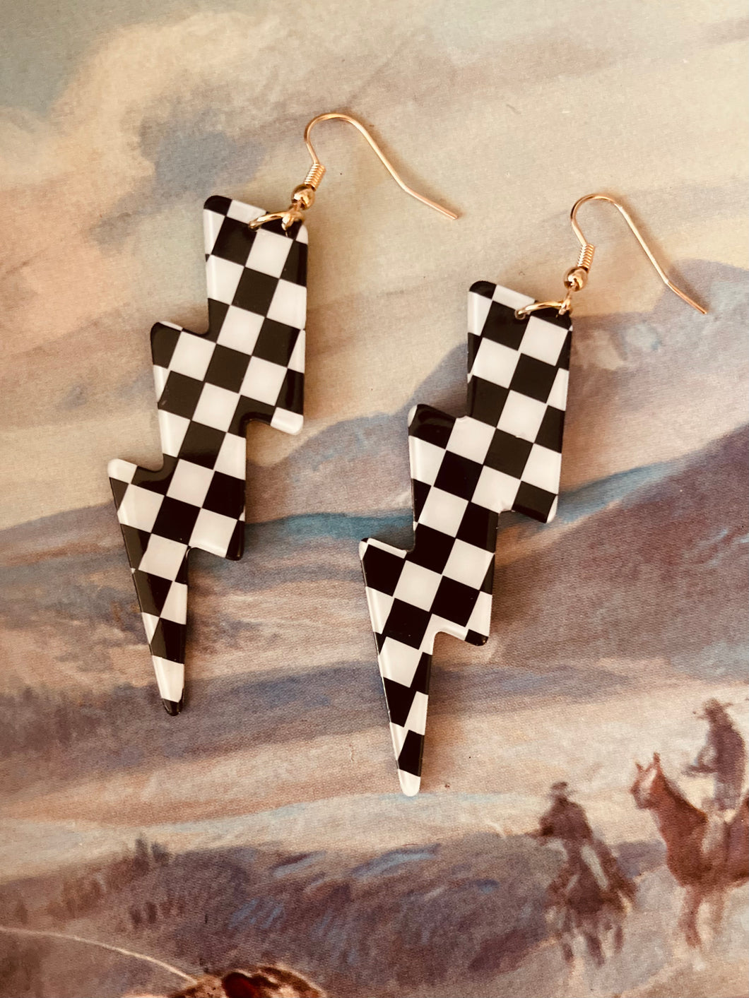 Checkered Bolt Earrings