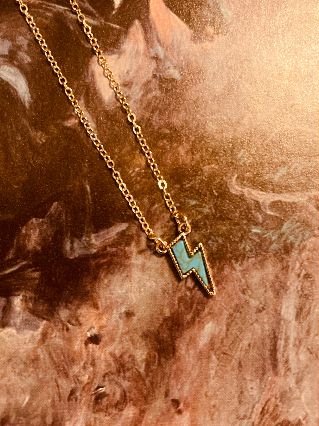 Gold Turquoise Bolt Necklace