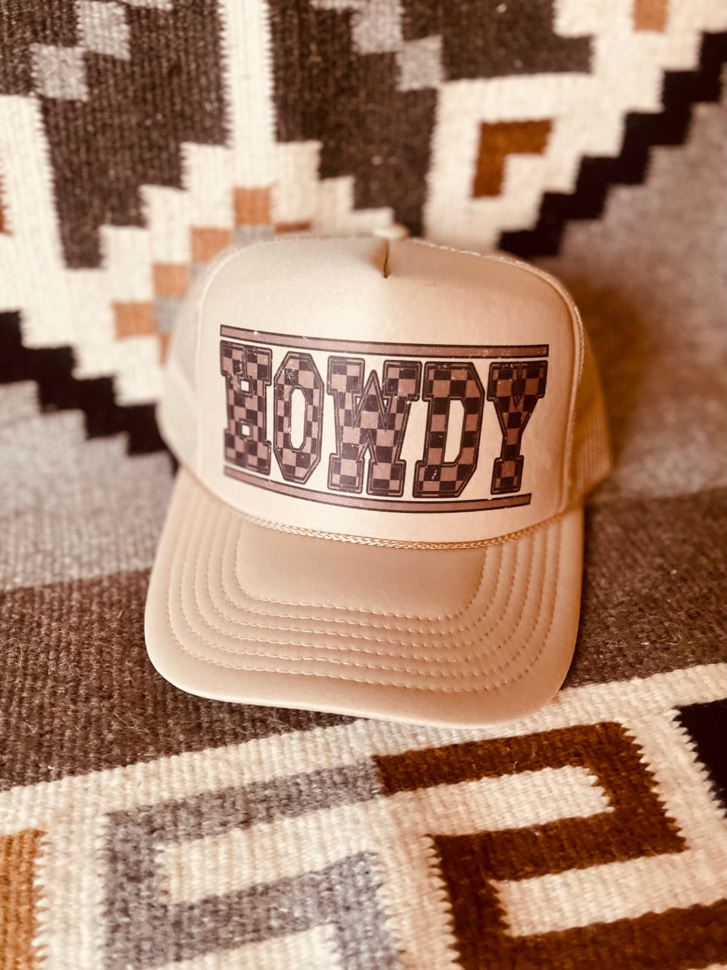 Howdy Checker Print Trucker Hat (Multiple Colors)