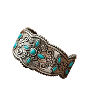 Load image into Gallery viewer, Floral Gemstone Cuff Bracelet
