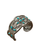 Load image into Gallery viewer, Floral Gemstone Cuff Bracelet

