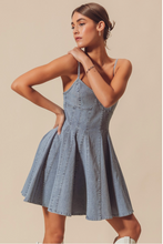 Load image into Gallery viewer, Fit And Flare Denim Mini Dress
