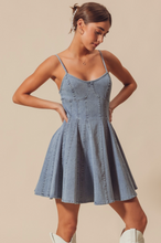 Load image into Gallery viewer, Fit And Flare Denim Mini Dress
