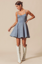 Load image into Gallery viewer, Fit And Flare Denim Mini Dress
