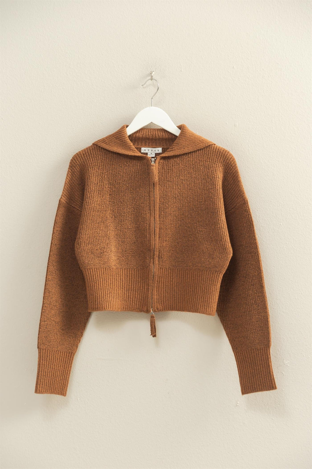 Front Zip Collared Sweaterc(2 Colors)