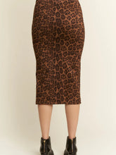 Load image into Gallery viewer, Leopard Suede Midi Skirt
