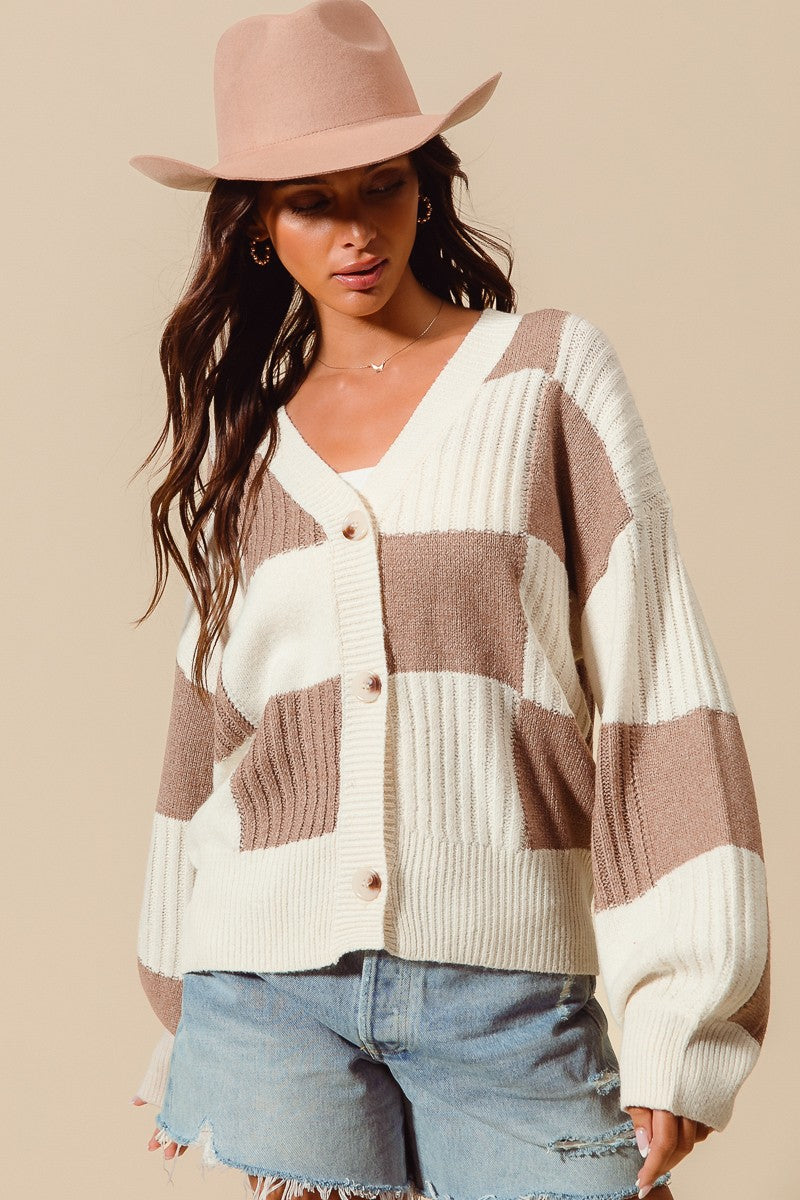 Textured Check Cardigan