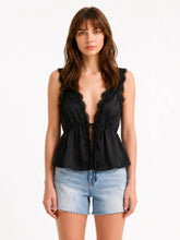 Load image into Gallery viewer, Lace Trim Peplum Top (2 Colors)
