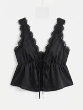 Load image into Gallery viewer, Lace Trim Peplum Top (2 Colors)
