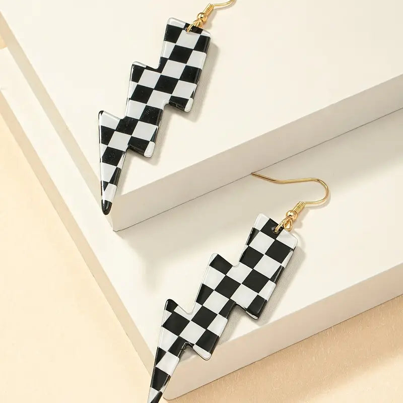 Checkered Bolt Earrings