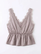 Load image into Gallery viewer, Lace Trim Peplum Top (2 Colors)
