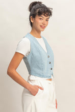 Load image into Gallery viewer, V-neck Denim Vest (2 Colors)
