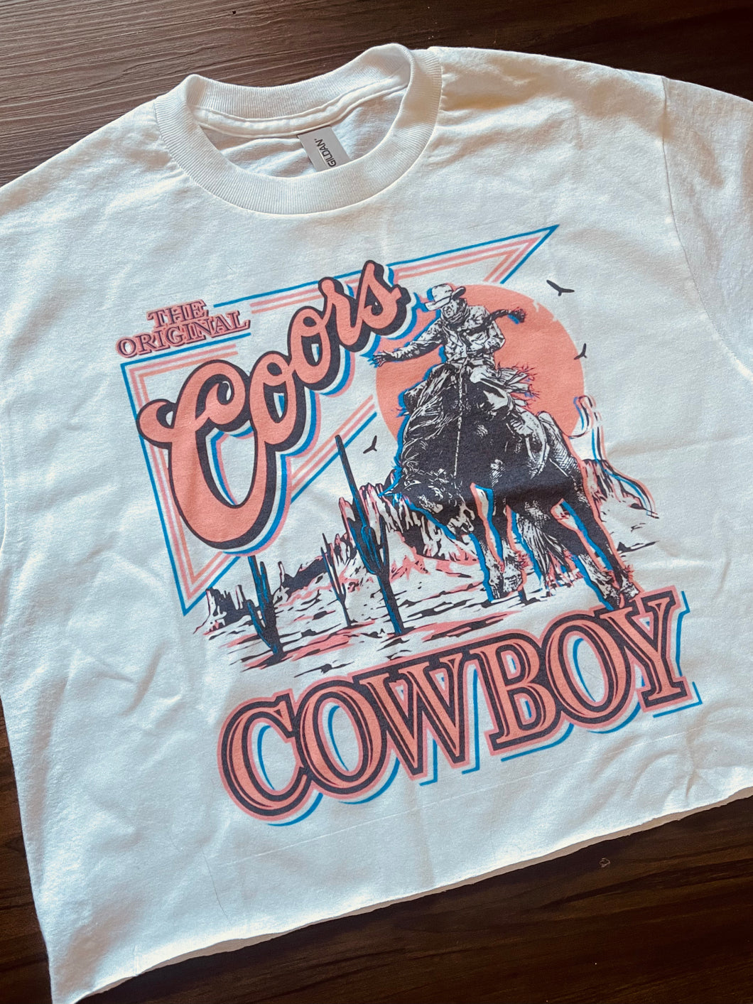Pink Coors Cowboy Cropped Tee