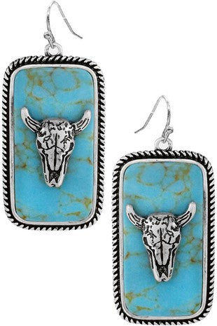 Longhorn Rectangle Earrings